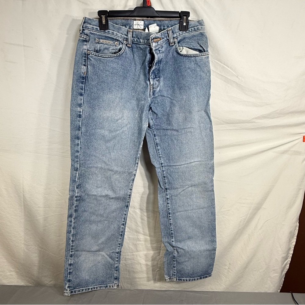 Vintage 90s Calvin Klein Button Fly Mom Jeans Lowrider All Over Sandblast Sz 11